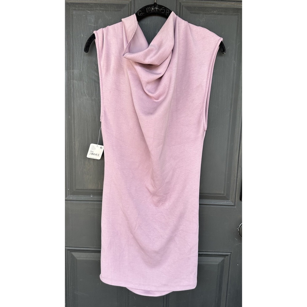 NWT Free People Amelie Mock Neck‎ Knit Mini Dress in Lavender Size XS